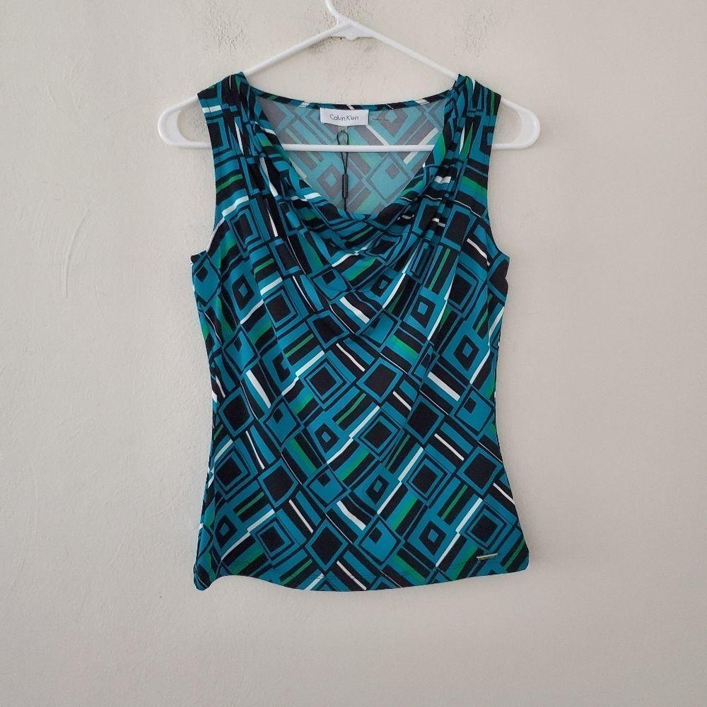 *NWT Calvin Klein Lagoon Drape Neck Top Sz.XS